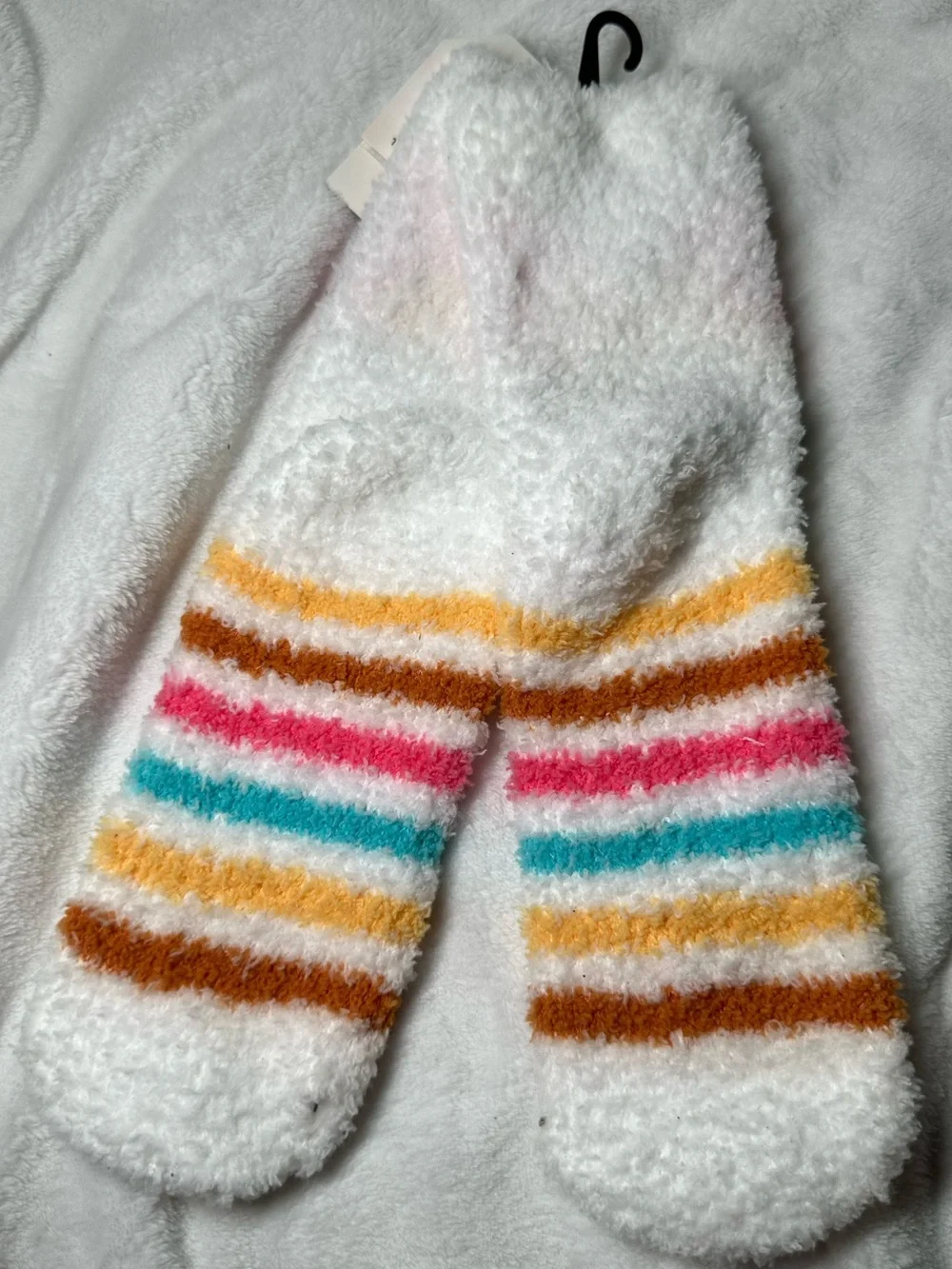 Snugadoo Unicorn Fuzzy Socks Adult One Size Cozy Striped Slipper Socks